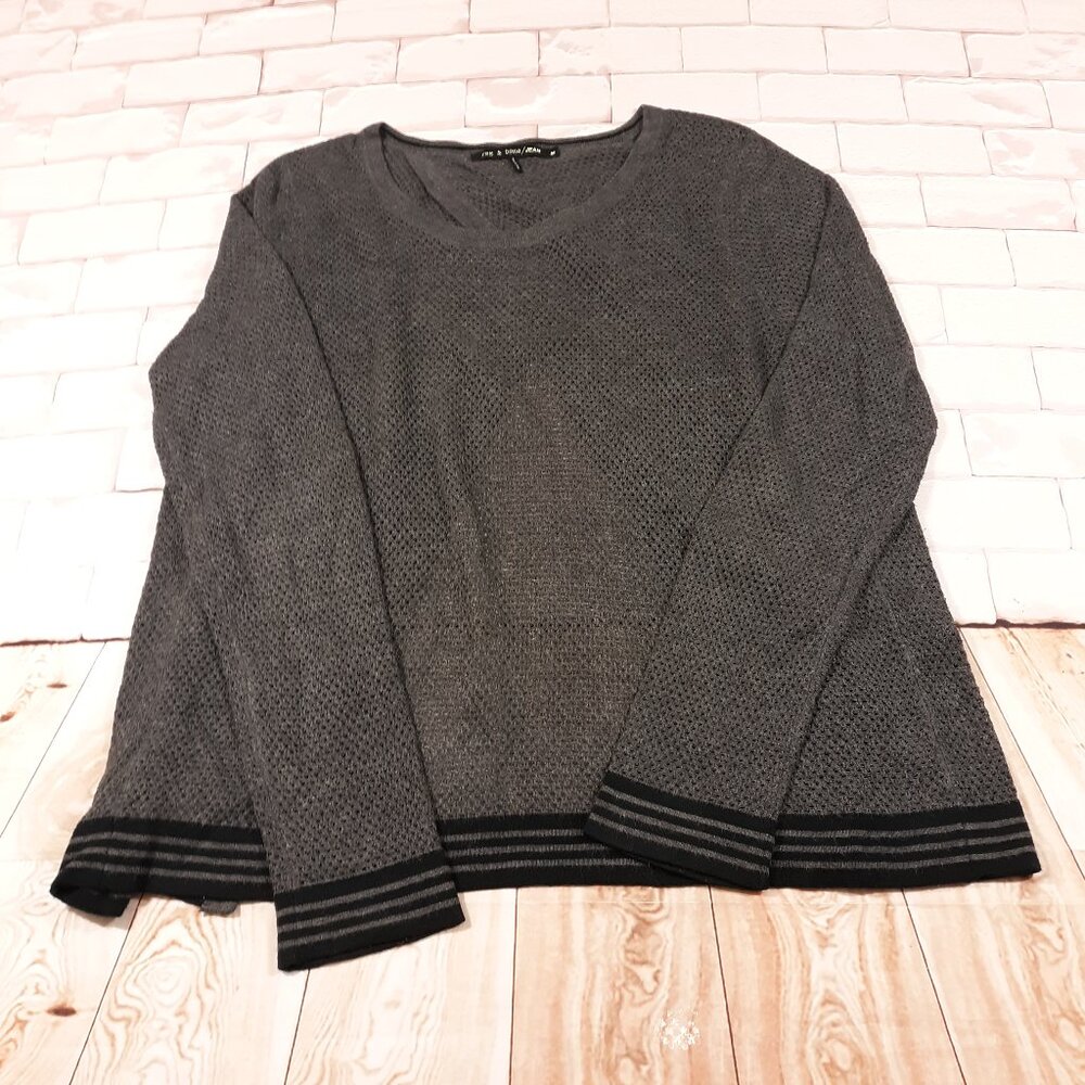 Rag & Bone Blouse Womens Medium 100% Viscose Open Back Gray Perforated